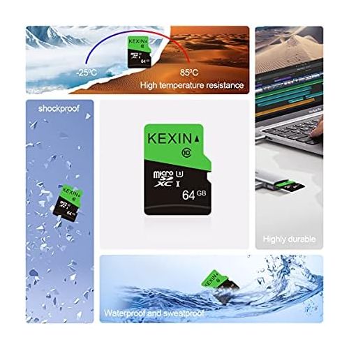  KEXIN 64GB Micro SD Card Class 10, U3, MicroSDXC UHS-I C10 Full HD & 4K UHD Memory Card, High Speed Flash TF Card, 3 Pack