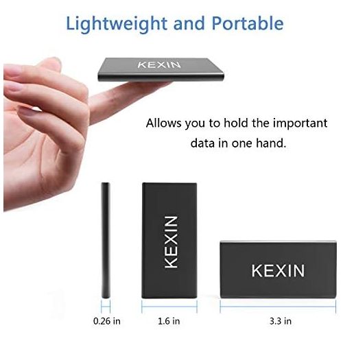  KEXIN 500GB External Solid State Drive Portable SSD High Speed Portable External Storage Ultra-Slim Solid State Drive for PC, Mac, Xbox & PS4