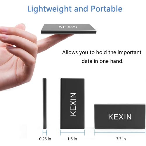  KEXIN 500GB External Solid State Drive Portable SSD High Speed Portable External Storage Ultra-Slim Solid State Drive for PC, Mac, Xbox & PS4