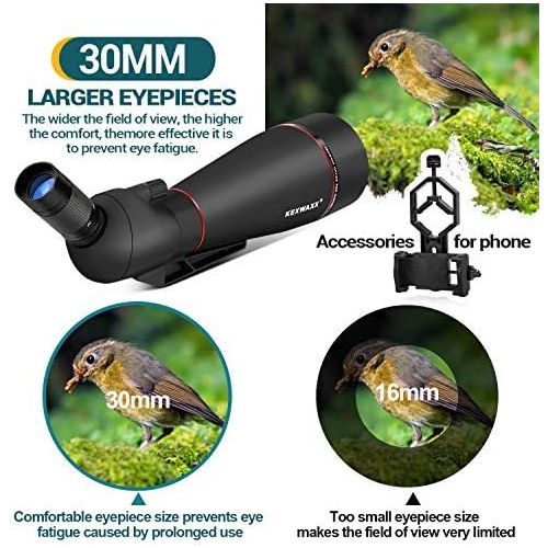  [아마존베스트]KEXWAXX Bird Watching Spotting Scope 100mm 25-75X with Tripod Phone Adapter Waterproof Shockproof Anti-Fog BAK4 FMC Monocular Telescope Black