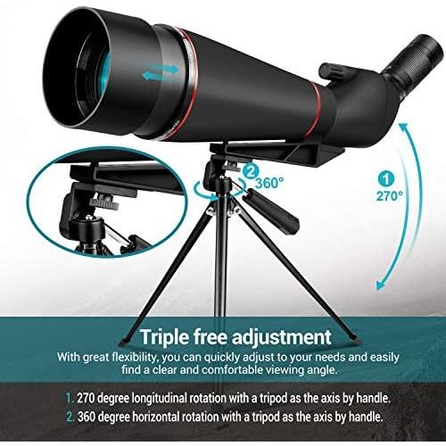  [아마존베스트]KEXWAXX Bird Watching Spotting Scope 100mm 25-75X with Tripod Phone Adapter Waterproof Shockproof Anti-Fog BAK4 FMC Monocular Telescope Black