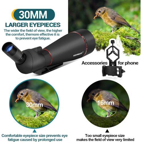  [아마존베스트]KEXWAXX Bird Watching Spotting Scope 100mm 25-75X with Tripod Phone Adapter Waterproof Shockproof Anti-Fog BAK4 FMC Monocular Telescope Black