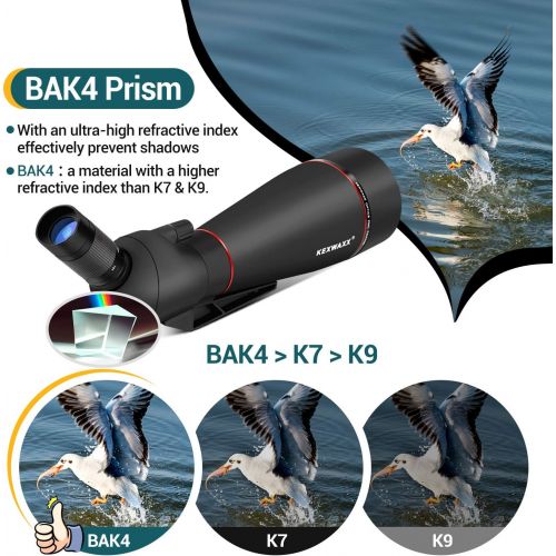  [아마존베스트]KEXWAXX Bird Watching Spotting Scope 100mm 25-75X with Tripod Phone Adapter Waterproof Shockproof Anti-Fog BAK4 FMC Monocular Telescope Black