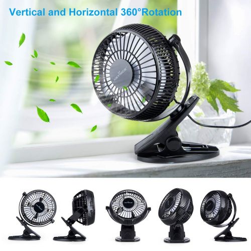  KEYNICE USB Desk Fan, 4 Inch Table Fans, Mini Clip on Fan, Portable Cooling Fan with 2 Speed, USB Powered Stroller Fan, 360° Rotate USB Fan, Personal Quiet Electric Fan for Home Of