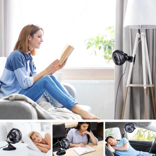  KEYNICE USB Desk Fan, 4 Inch Table Fans, Mini Clip on Fan, Portable Cooling Fan with 2 Speed, USB Powered Stroller Fan, 360° Rotate USB Fan, Personal Quiet Electric Fan for Home Of