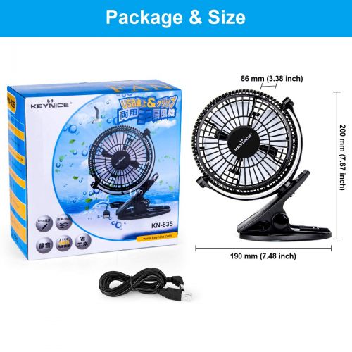  KEYNICE USB Desk Fan, 4 Inch Table Fans, Mini Clip on Fan, Portable Cooling Fan with 2 Speed, USB Powered Stroller Fan, 360° Rotate USB Fan, Personal Quiet Electric Fan for Home Of