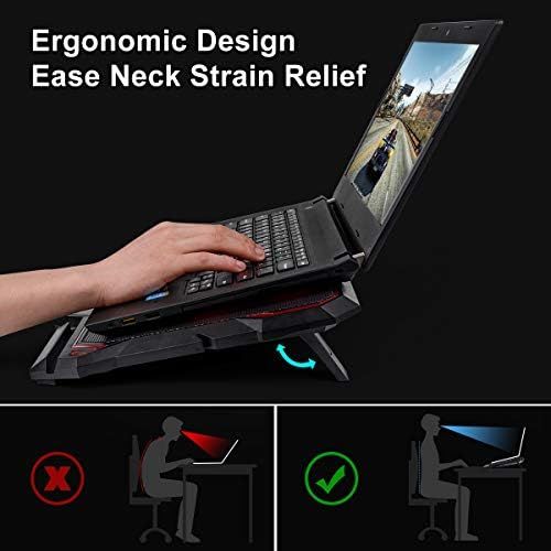  [아마존베스트]KEYNICE Laptop Cooling, 12-17 inch Laptop Cooling Pad, Laptop Cooler with 6 Quiet Fans, Dual USB Port, 5 Wind Speed Adjustable, Red LED Light, Gaming Cooling Fan for Laptop, Portab