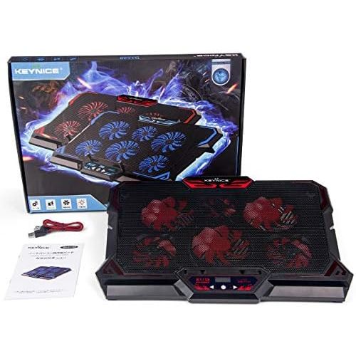  [아마존베스트]KEYNICE Laptop Cooling, 12-17 inch Laptop Cooling Pad, Laptop Cooler with 6 Quiet Fans, Dual USB Port, 5 Wind Speed Adjustable, Red LED Light, Gaming Cooling Fan for Laptop, Portab