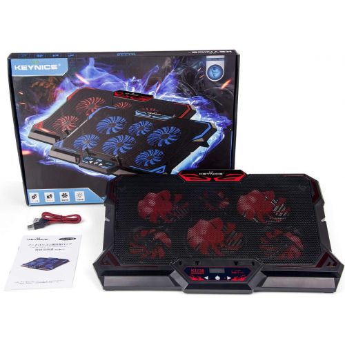  [아마존베스트]KEYNICE Laptop Cooling, 12-17 inch Laptop Cooling Pad, Laptop Cooler with 6 Quiet Fans, Dual USB Port, 5 Wind Speed Adjustable, Red LED Light, Gaming Cooling Fan for Laptop, Portab