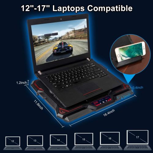  [아마존베스트]KEYNICE Laptop Cooling, 12-17 inch Laptop Cooling Pad, Laptop Cooler with 6 Quiet Fans, Dual USB Port, 5 Wind Speed Adjustable, Red LED Light, Gaming Cooling Fan for Laptop, Portab