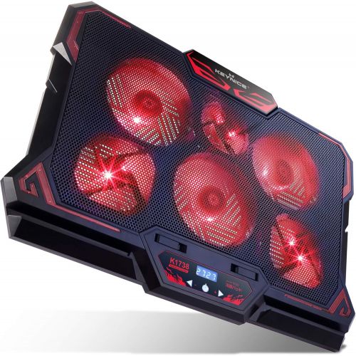  [아마존베스트]KEYNICE Laptop Cooling, 12-17 inch Laptop Cooling Pad, Laptop Cooler with 6 Quiet Fans, Dual USB Port, 5 Wind Speed Adjustable, Red LED Light, Gaming Cooling Fan for Laptop, Portab