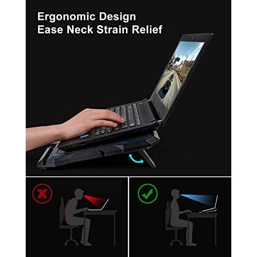  [아마존베스트]KEYNICE Laptop Cooling Pad, Notebook Cooler with 6 Quiet Fan, Dual USB Port, 5 Wind Speed Adjustable, Blue LED Light, Fit 12-17 Computer, Portable Cooler Pad with LCD Screen, Gamin