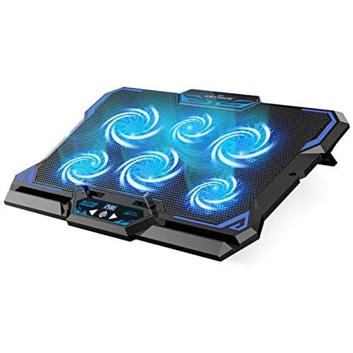  [아마존베스트]KEYNICE Laptop Cooling Pad, Notebook Cooler with 6 Quiet Fan, Dual USB Port, 5 Wind Speed Adjustable, Blue LED Light, Fit 12-17 Computer, Portable Cooler Pad with LCD Screen, Gamin