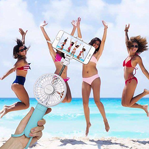  KEYNICE USB Fan and Selfie Stick, Keynice portable handled mini fan monopod with remote for outdoor