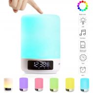 KEYNICE Keynice Bluetooth Speaker, LED Night Light, Bedside Lamp, Touch Sensor Table Lamp, Dimmable Warm White Light & Color Changing RGB Night Light, Alarm Clock, Military Time display, P