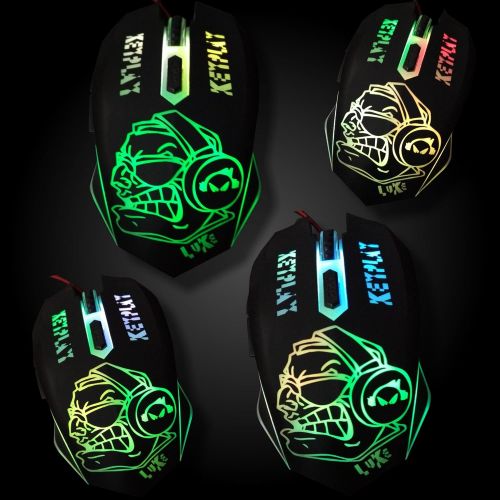  KEYPLAY - LUKE - Gaming Mouse Ergonomic 6 Buttons 7 Color Led Light 4 Adjustable DPI High Resolution UV Skin Friendly Surface Gamer Mouse USB Wired PC MAC LINUX Computer Mouse