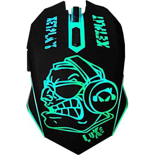  KEYPLAY - LUKE - Gaming Mouse Ergonomic 6 Buttons 7 Color Led Light 4 Adjustable DPI High Resolution UV Skin Friendly Surface Gamer Mouse USB Wired PC MAC LINUX Computer Mouse