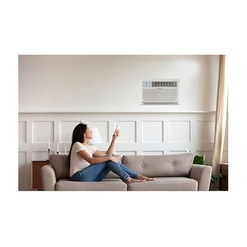  Keystone 8,000 BTU 115V Wall Mounted Air Conditioner & Dehumidifier with Remote Control - Quiet Wall AC Unit for Bedroom, Bathroom, Nursery, Small & Medium Sized Rooms up to 350 Sq.Ft.