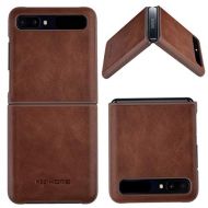 KEZiHOME Samsung Galaxy Z Flip Case/Z Flip 5G Case, Genuine Leather Samsung Z Flip Case, Minimalist Ultra Thin Slim Durable Protective Phone Case Cover for Samsung Galaxy Z Flip (B