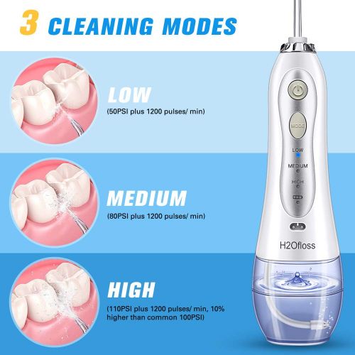  KFiAQ 2019 Upgraded Cordless Water Flosser, Professional Portable Oral Irrigator Electric Dental Flosser,...