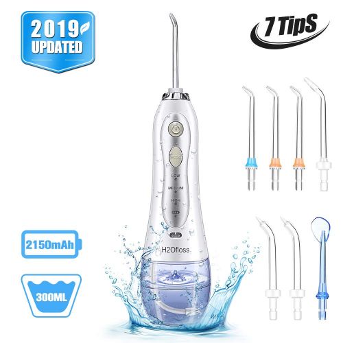  KFiAQ 2019 Upgraded Cordless Water Flosser, Professional Portable Oral Irrigator Electric Dental Flosser,...