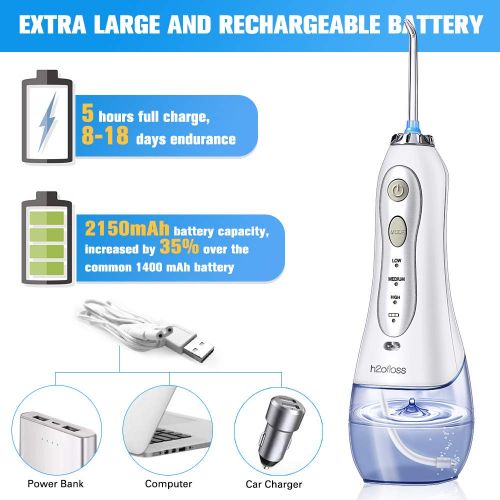  KFiAQ 2019 Upgraded Cordless Water Flosser, Professional Portable Oral Irrigator Electric Dental Flosser,...