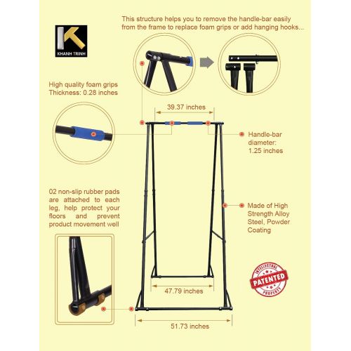  KT KHANH TRINH KT Mens Pull-up Bar, Abs Pull up Machine, Adjustable Pullup Portable Stand with Sturdy Frame, Indoor Pull Ups Machine Equipment - Gym Training Pullups Workout for Users Standing up