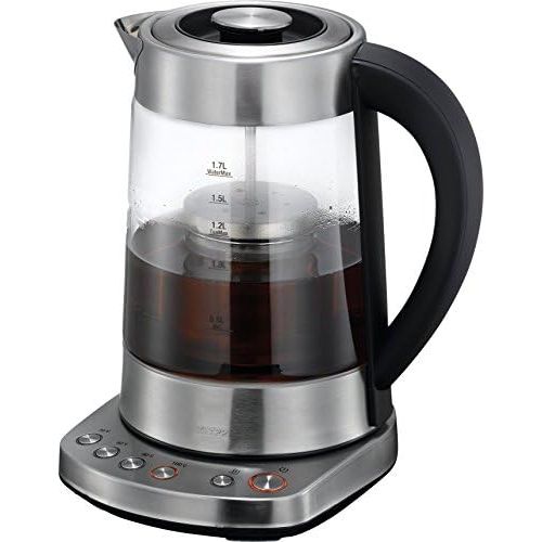 KHAPP 2 IN 1 Teekocher und Wasserkocher elektrisch in Silber,1,7 Liter, Teekocher mit Temperatureinstellung 2200 Watt, Tea Maker
