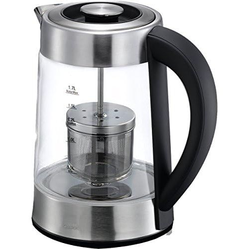  KHAPP 2 IN 1 Teekocher und Wasserkocher elektrisch in Silber,1,7 Liter, Teekocher mit Temperatureinstellung 2200 Watt, Tea Maker