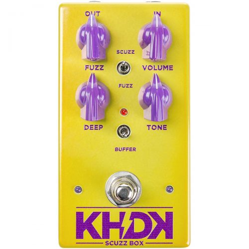  KHDK},description:In its acid yellow and purple enclosure the KHDK Scuzz Box is inspired by the best fuzz pedals throughout the generations, taken to the next level.The Scuzz Box s