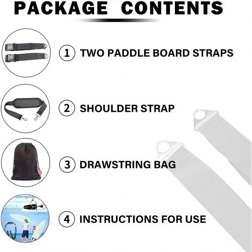  KIAPIDO Paddle Board Accessories,Paddle SUP Board Strap Carry Strap for Women Man,Shoulder Carrier Strap for Paddleboard Longboard Surfboard Kayak Canoe,Adjustable Length Heavy-Dut