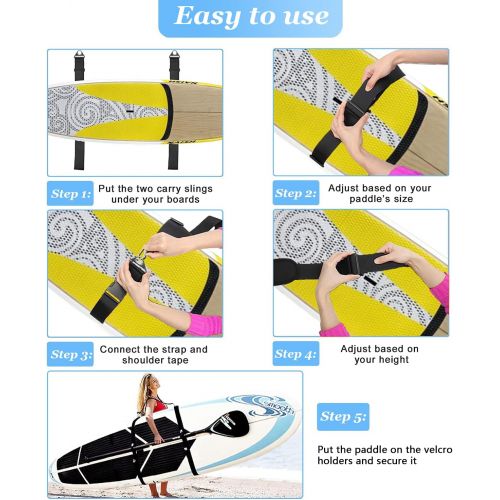  KIAPIDO Paddle Board Accessories,Paddle SUP Board Strap Carry Strap for Women Man,Shoulder Carrier Strap for Paddleboard Longboard Surfboard Kayak Canoe,Adjustable Length Heavy-Dut