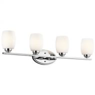 KICHLER 5099CH Bath Vanity Wall Lighting Fixtures, Chrome 4-Light (34 W x 10 H) 400 Watts