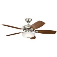 KICHLER Kichler 330013NI Canfield Pro-52 Ceiling Fan with Light Kit, Brushed Nickel CherryWalnut Blade Finish