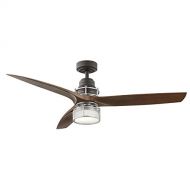 KICHLER 54-in Satin Natural Bronze with Brushed Nickel Accents LED Indoor Downrod Mount Ceiling Fan with Light Kit and R