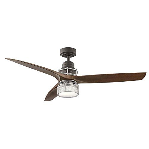  KICHLER 54-in Satin Natural Bronze with Brushed Nickel Accents LED Indoor Downrod Mount Ceiling Fan with Light Kit and R