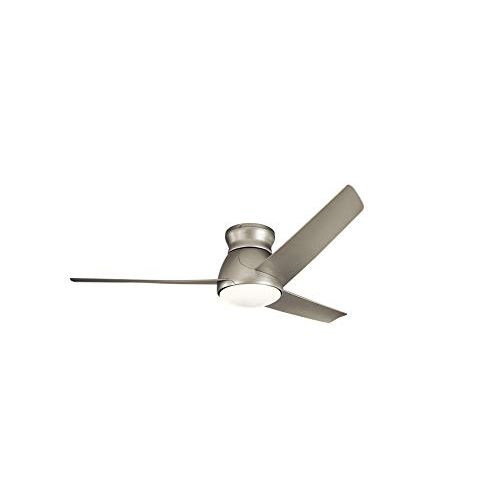  KICHLER Kichler 310160NI Eris 60 Outdoor Hugger Ceiling Fan with LED Lights and Wall Control, Brushed Nickel