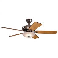 KICHLER Kichler Lighting 330005OBB Bentzen-52 Ceiling Fan with Light Kit, Medium Cherry/Dark Walnut Blade Finish, Oil Brushed Bronze