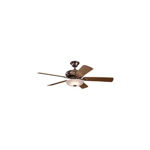  KICHLER Kichler Lighting 330005OBB Bentzen-52 Ceiling Fan with Light Kit, Medium CherryDark Walnut Blade Finish, Oil Brushed Bronze