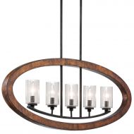 KICHLER Kichler 43186AUB Grand Bank Linear Chandelier 5-Light, Auburn Stained Finish