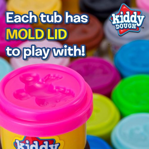  [아마존베스트]KIDDY DOUGH 40 Pack of Birthday Party Favors Bulk Dough & Clay Pack - Includes Molded Animal Shaped Lids + 40 Shapes & Numbers Dough Tools - Holiday Edition - (1oz Tubs - 40oz Tota