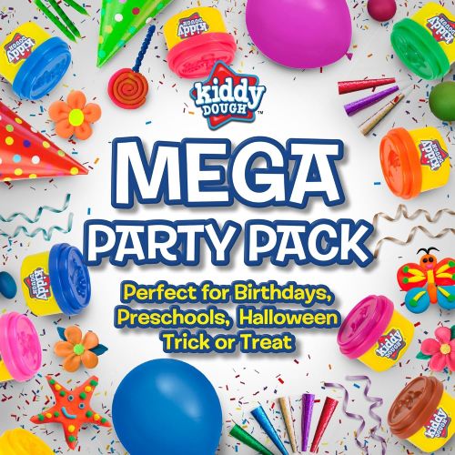  [아마존베스트]KIDDY DOUGH 40 Pack of Birthday Party Favors Bulk Dough & Clay Pack - Includes Molded Animal Shaped Lids + 40 Shapes & Numbers Dough Tools - Holiday Edition - (1oz Tubs - 40oz Tota