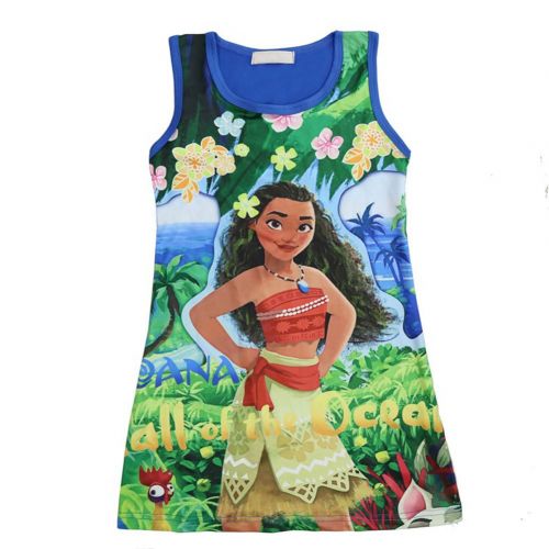  KIDHF Moana Comfy Loose Fit Pajamas Girls Printed Princess Dress