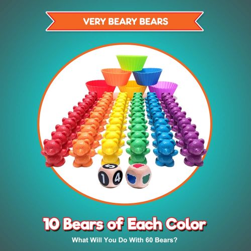  [아마존핫딜][아마존 핫딜] Kids Korner Jumbo Counting Bears Matching Game - Montessori Fine Motor Learning Toys for 2 Year Olds with Stacking Cups, 60 Preschool Math Manipulatives, 2 Toddler Games Dice, Toy Storage & Ac