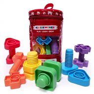 KIDS KORNER Jumbo Nuts and Bolts for Toddlers - Fine Motor Skills Rainbow Matching Game Montessori Toys for Toddlers & Toddler Games 12 pc Occupational Therapy Educational Toys with Toy Storag
