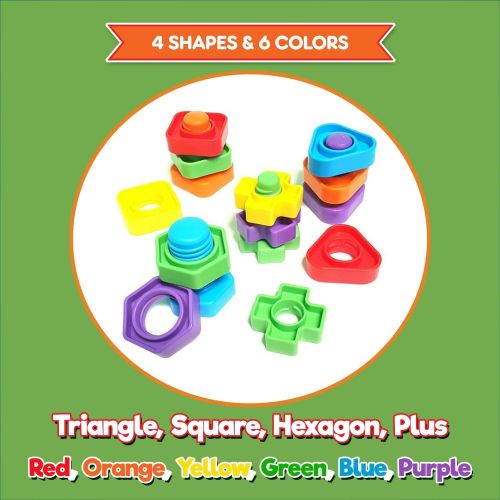  KIDS KORNER Jumbo Nuts and Bolts for Toddlers - Fine Motor Skills Rainbow Matching Game Montessori Toys for Toddlers & Toddler Games 12 pc Occupational Therapy Educational Toys with Toy Storag