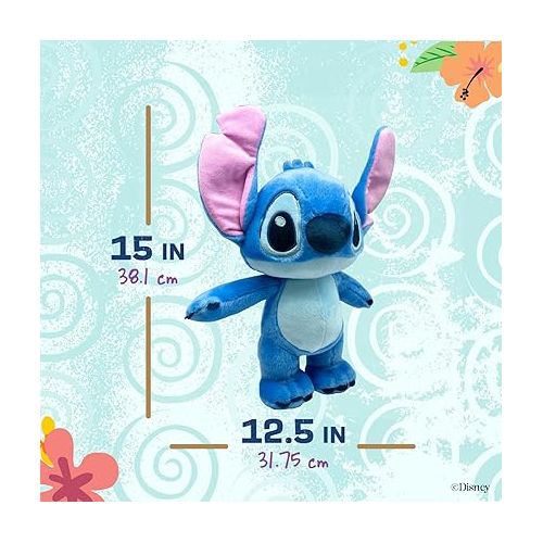  Disney Baby Lilo & Stitch Soft Huggable Stuffed Animal Cute Plush Toy for Toddler Boys and Girls, Gift for Kids, Blue Stitch 15 Inches