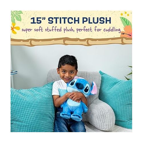  Disney Baby Lilo & Stitch Soft Huggable Stuffed Animal Cute Plush Toy for Toddler Boys and Girls, Gift for Kids, Blue Stitch 15 Inches