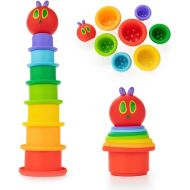 Kids Preferred World of Eric Carle The Very Hungry Caterpillar Bath Time Silicone Stacking Cup Set with Caterpillar Head Squirty Perfect for Water Play Ages 18 Months and Up