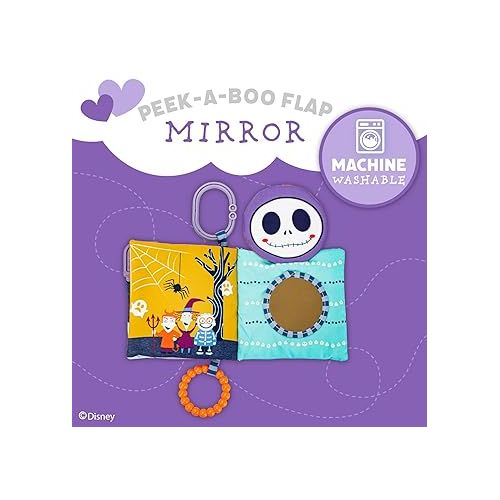  Kids Preferred Disney Nightmare Before Christmas My First Scare Jack Skellington Soft Book Baby Teething Crinkle Book with On-The-Go Clip, Crinkle Pages, and Teethers, Multicolor